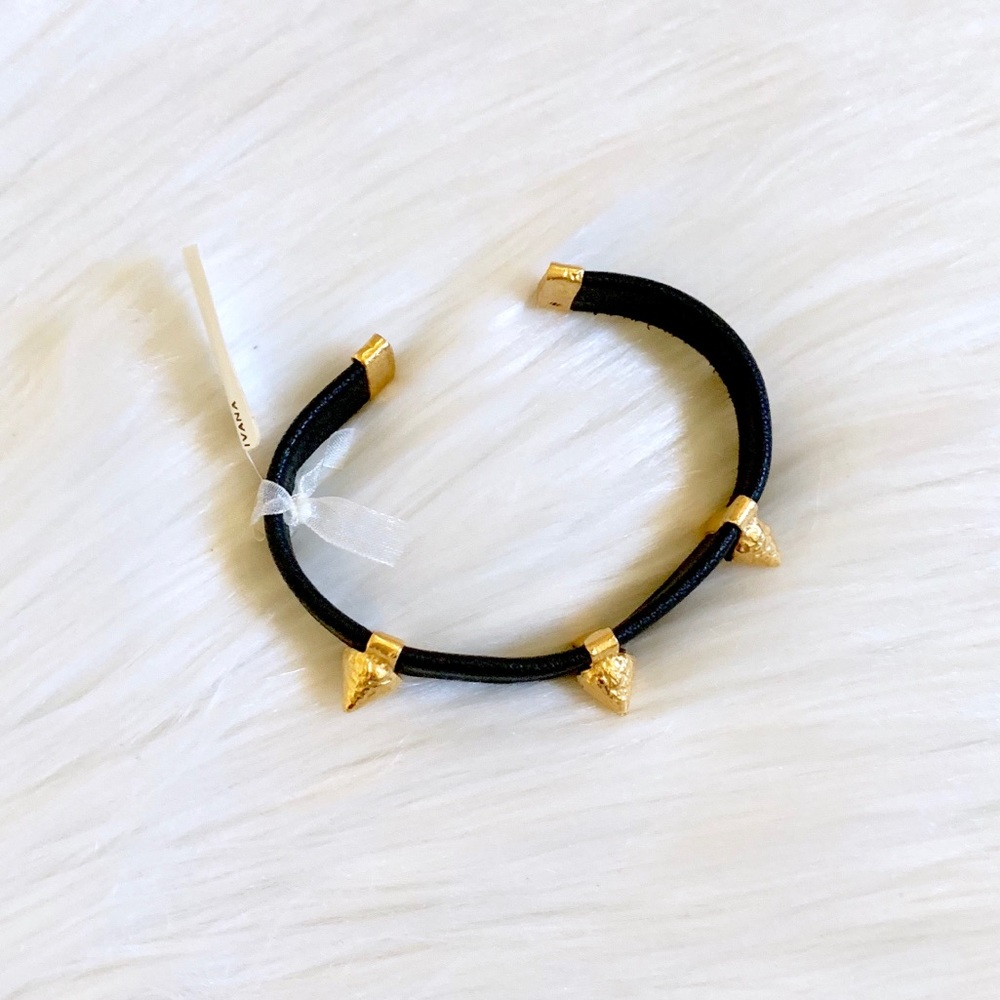 Bansri Black Faux Leather Cone Studded Cuff - Picture 6 of 7